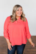 You Can Tell Me V-Neck Blouse- Coral
