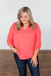 You Can Tell Me V-Neck Blouse- Coral