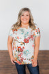 Here With Me Floral Short Sleeve Top- Ivory