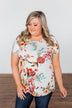 Here With Me Floral Short Sleeve Top- Ivory