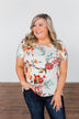 Here With Me Floral Short Sleeve Top- Ivory