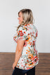 Here With Me Floral Short Sleeve Top- Ivory