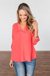 You Can Tell Me V-Neck Blouse- Coral