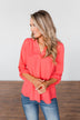 You Can Tell Me V-Neck Blouse- Coral