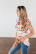 Here With Me Floral Short Sleeve Top- Ivory