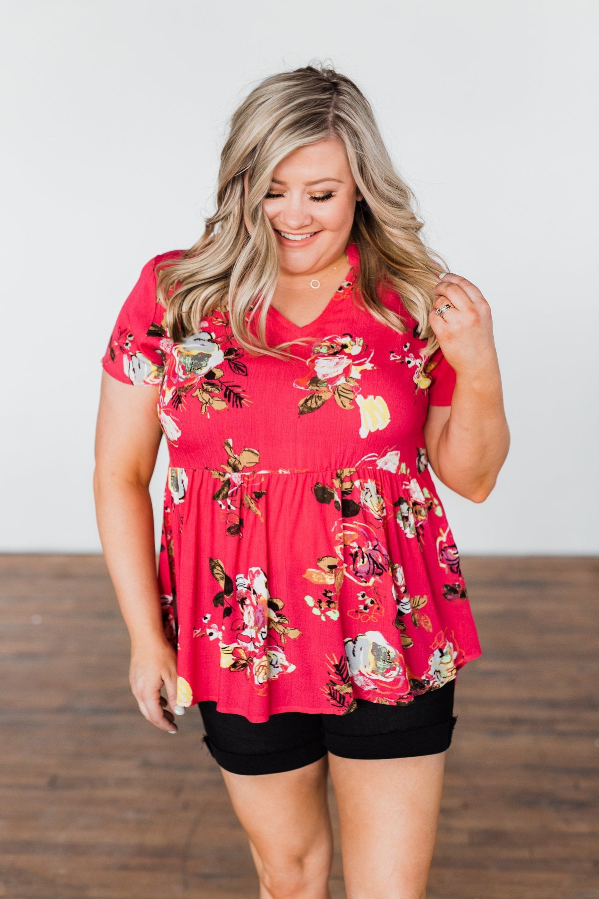 World To See Floral Babydoll Top- Coral