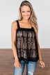 Worth The Wait Lace Tank Top- Black