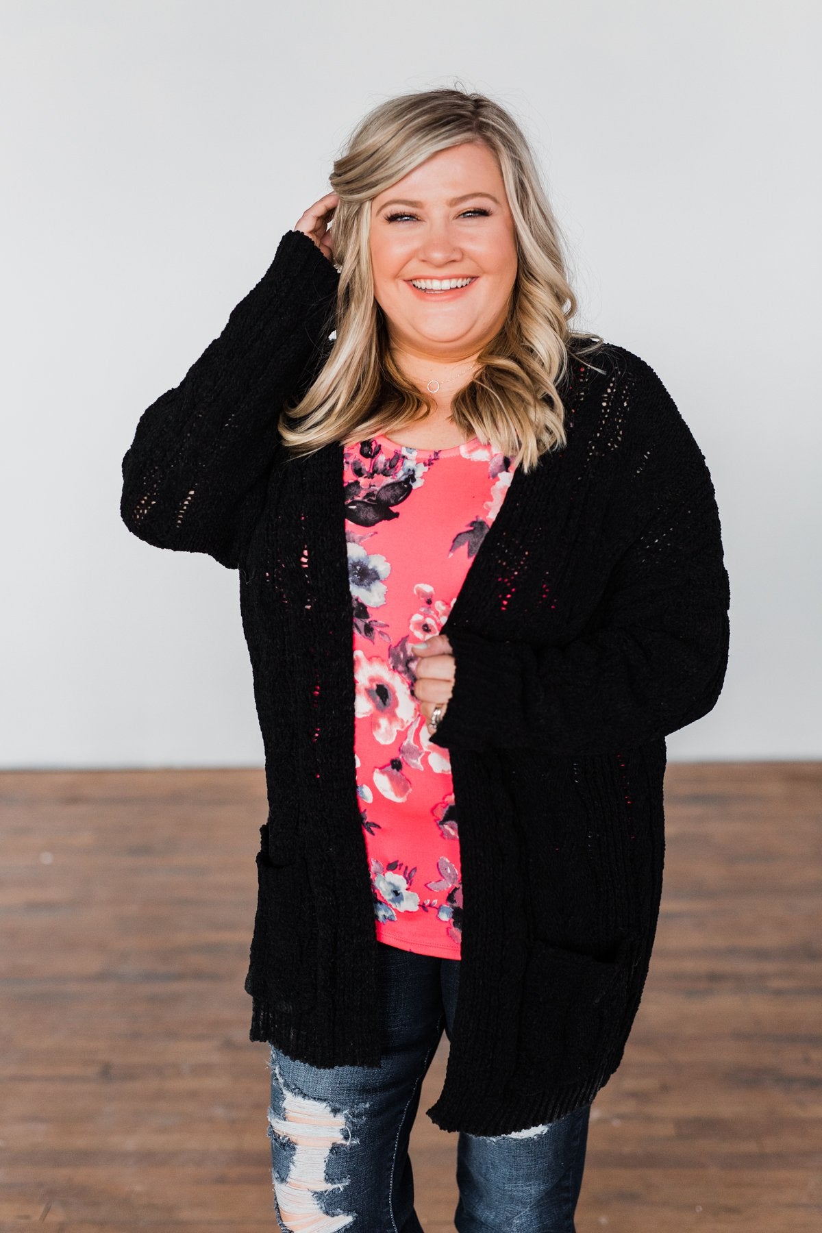 Warm & Cozy Chunky Cardigan- Black