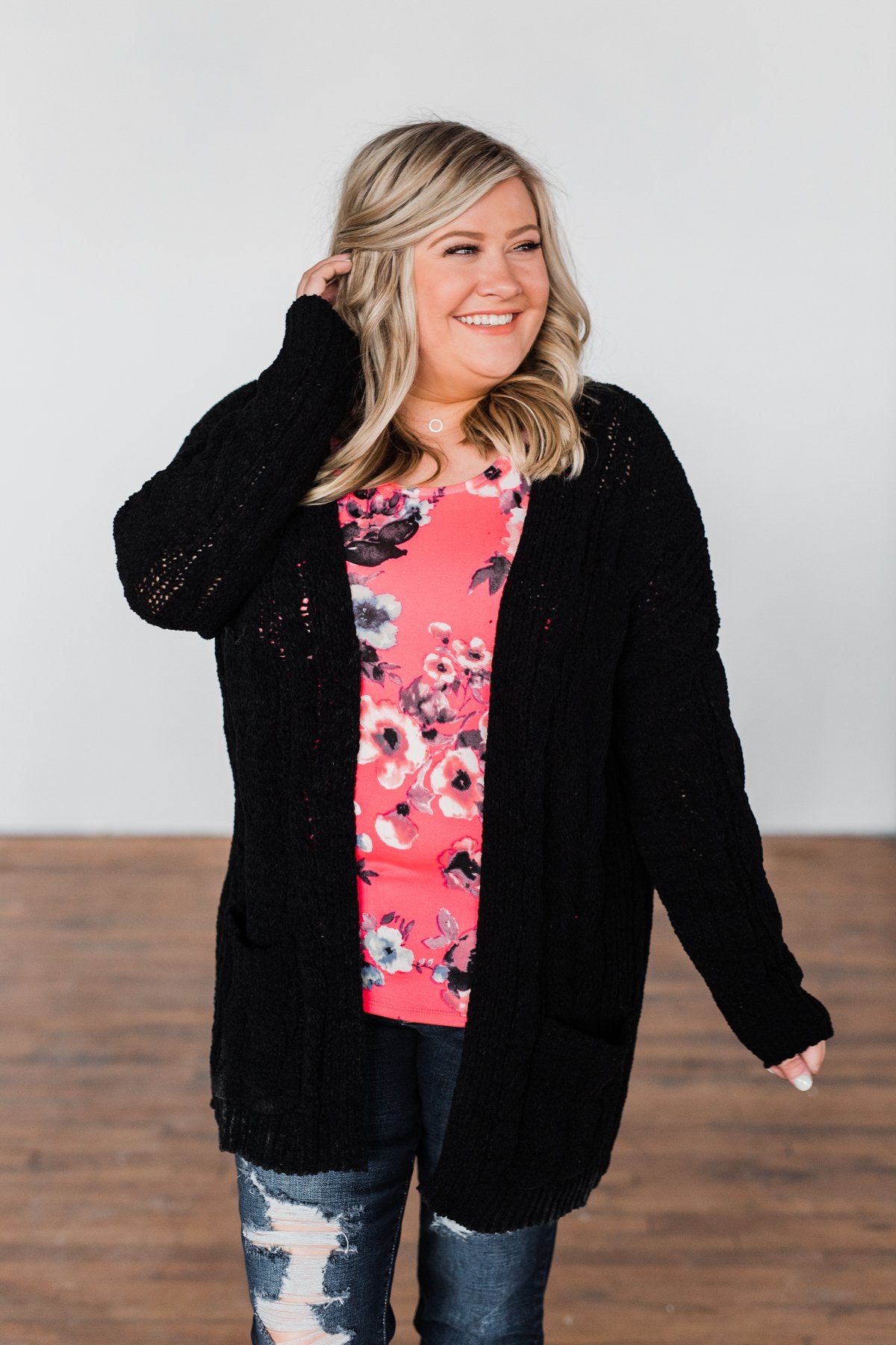 Warm & Cozy Chunky Cardigan- Black