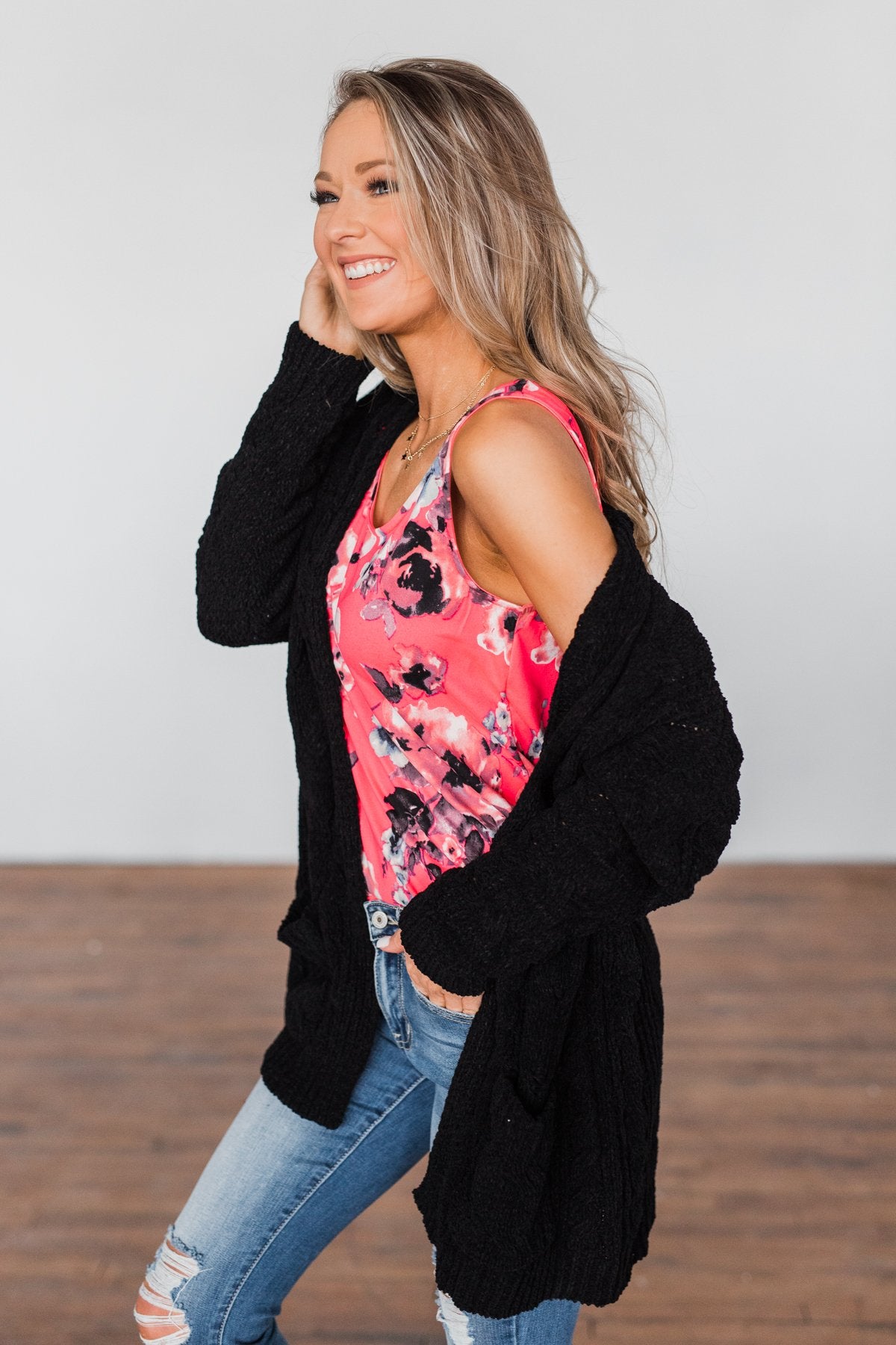 Warm & Cozy Chunky Cardigan- Black
