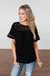 Seeing Your Heart Lace Detail Top- Black