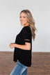 Seeing Your Heart Lace Detail Top- Black