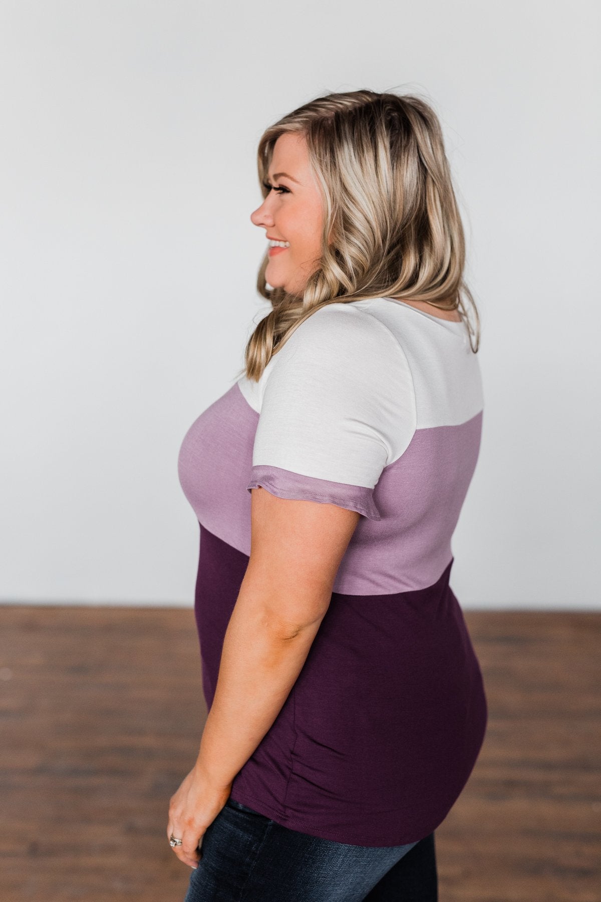 Show Me How Color Block Top- Shades Of Purple