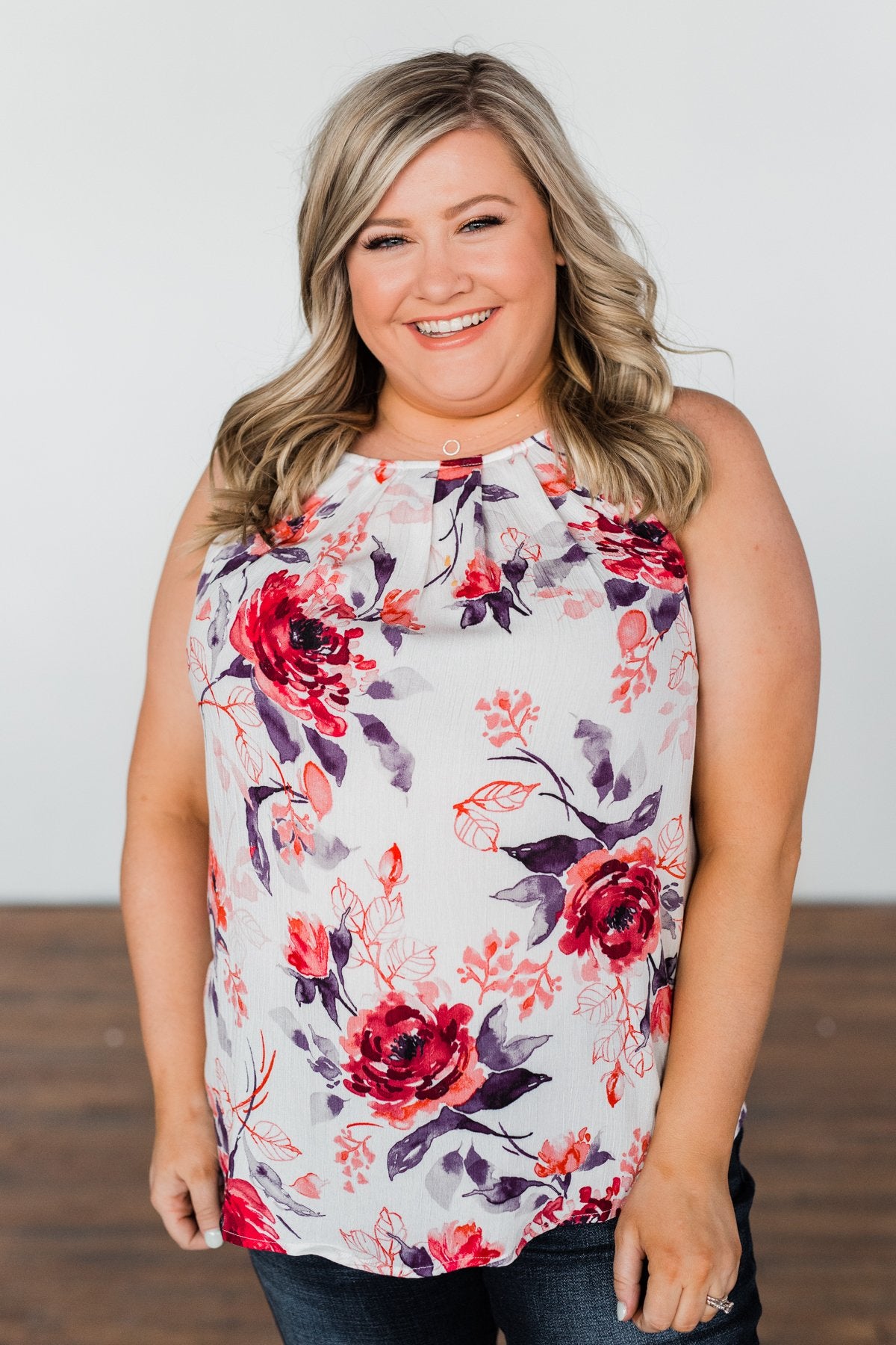 Change My Mind Floral Tank Top- Ivory