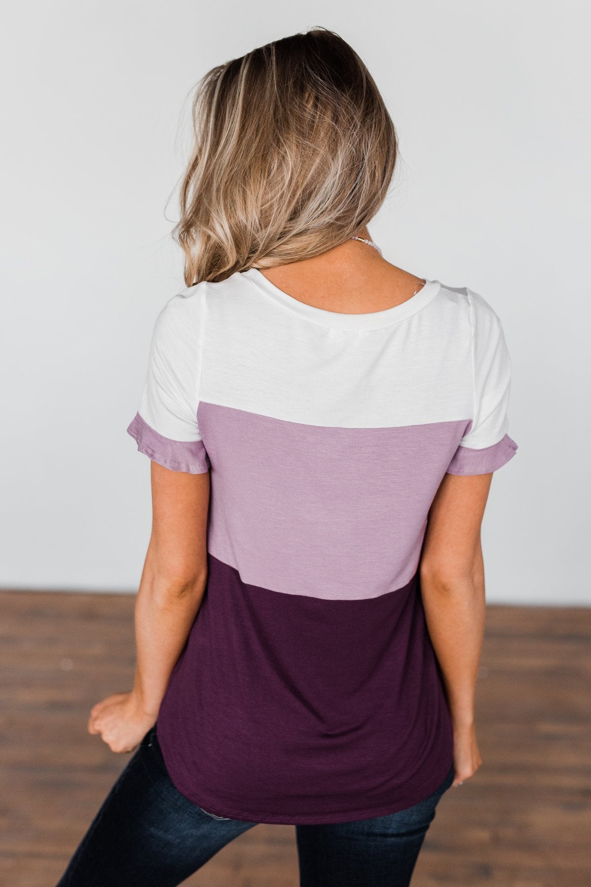 Show Me How Color Block Top- Shades Of Purple