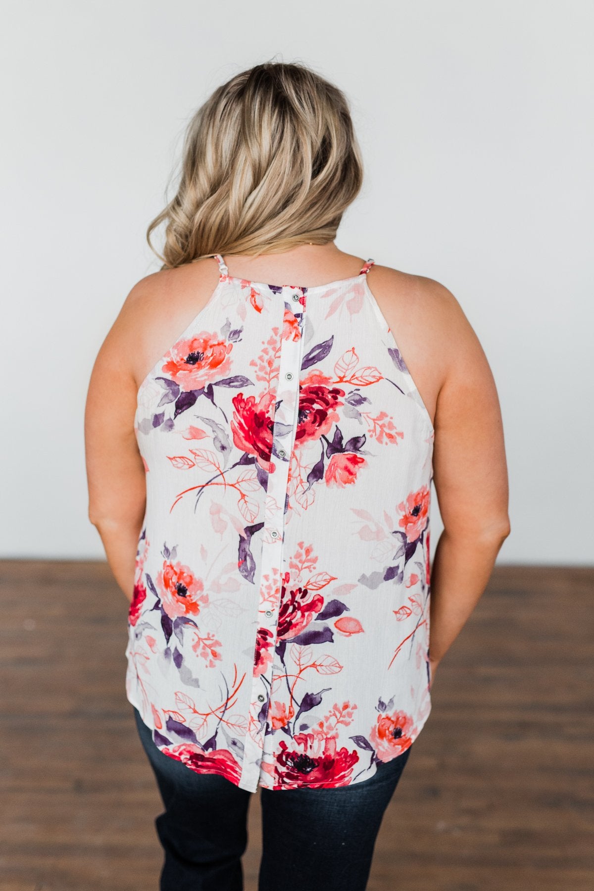 Change My Mind Floral Tank Top- Ivory