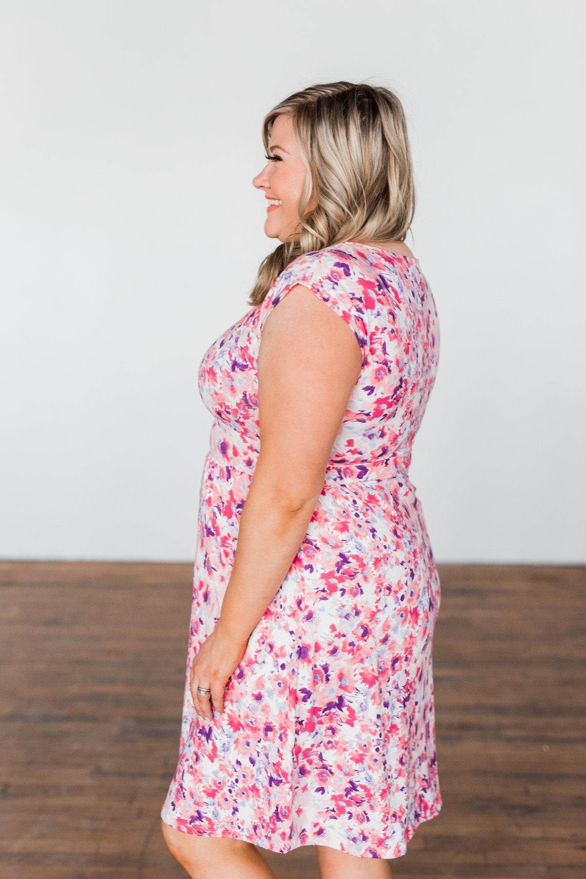 Happy Feelings Floral Dress- Ivory & Pink