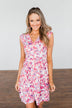 Happy Feelings Floral Dress- Ivory & Pink