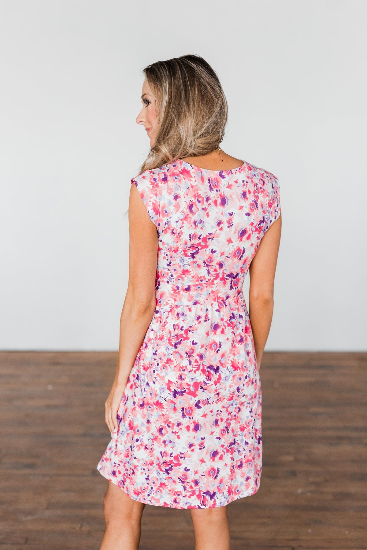 Happy Feelings Floral Dress- Ivory & Pink