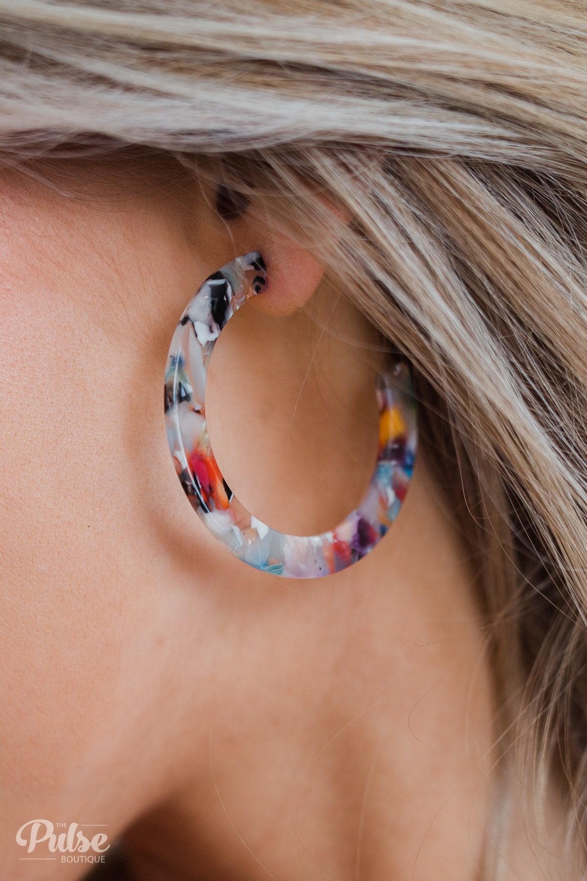 Lucite Hoop Earrings- Multi-Colored