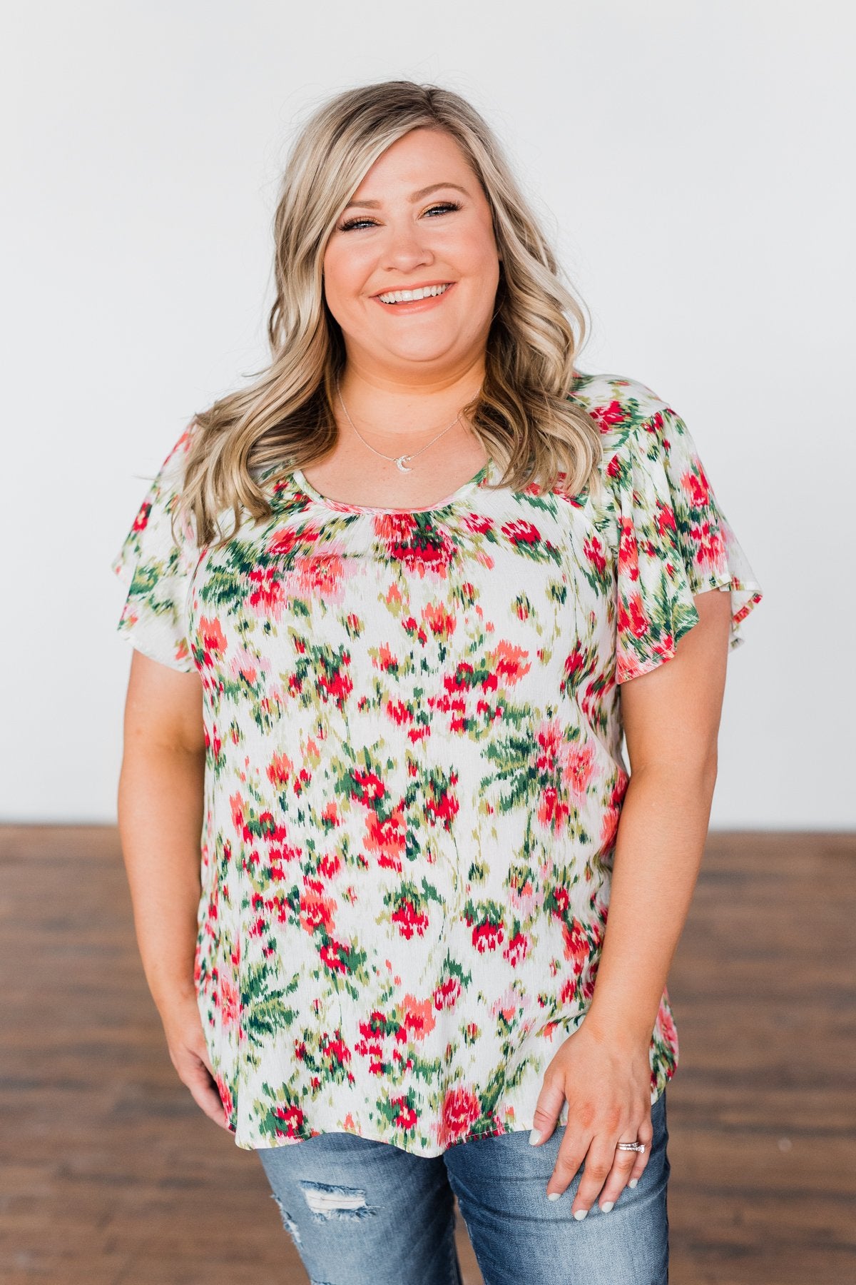 Just Dreaming Floral Top- Ivory