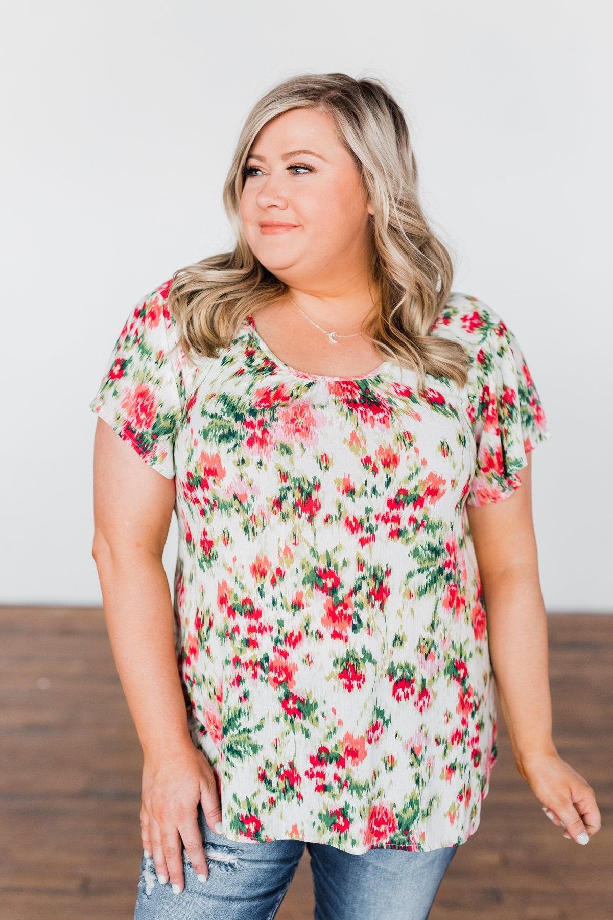 Just Dreaming Floral Top- Ivory