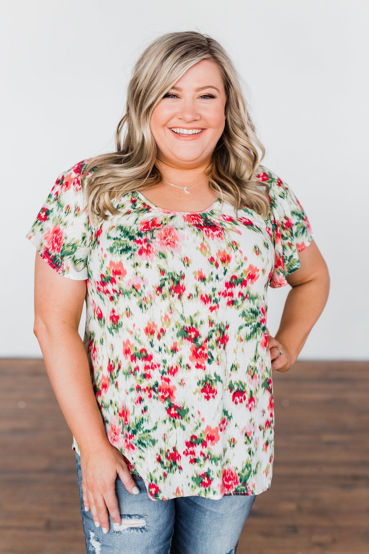 Just Dreaming Floral Top- Ivory
