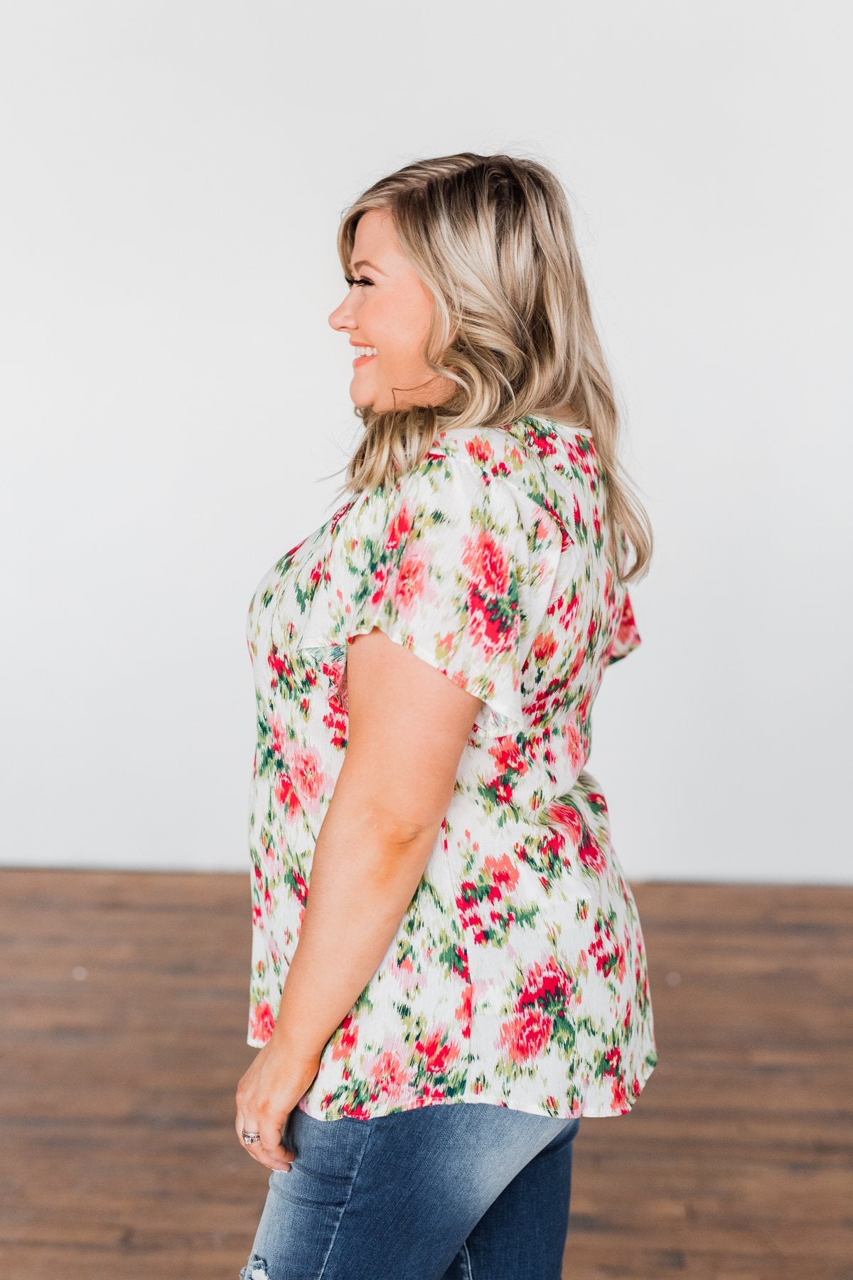 Just Dreaming Floral Top- Ivory
