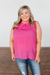 All Day Long Lace Tank Top- Fuchsia