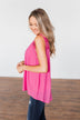 All Day Long Lace Tank Top- Fuchsia