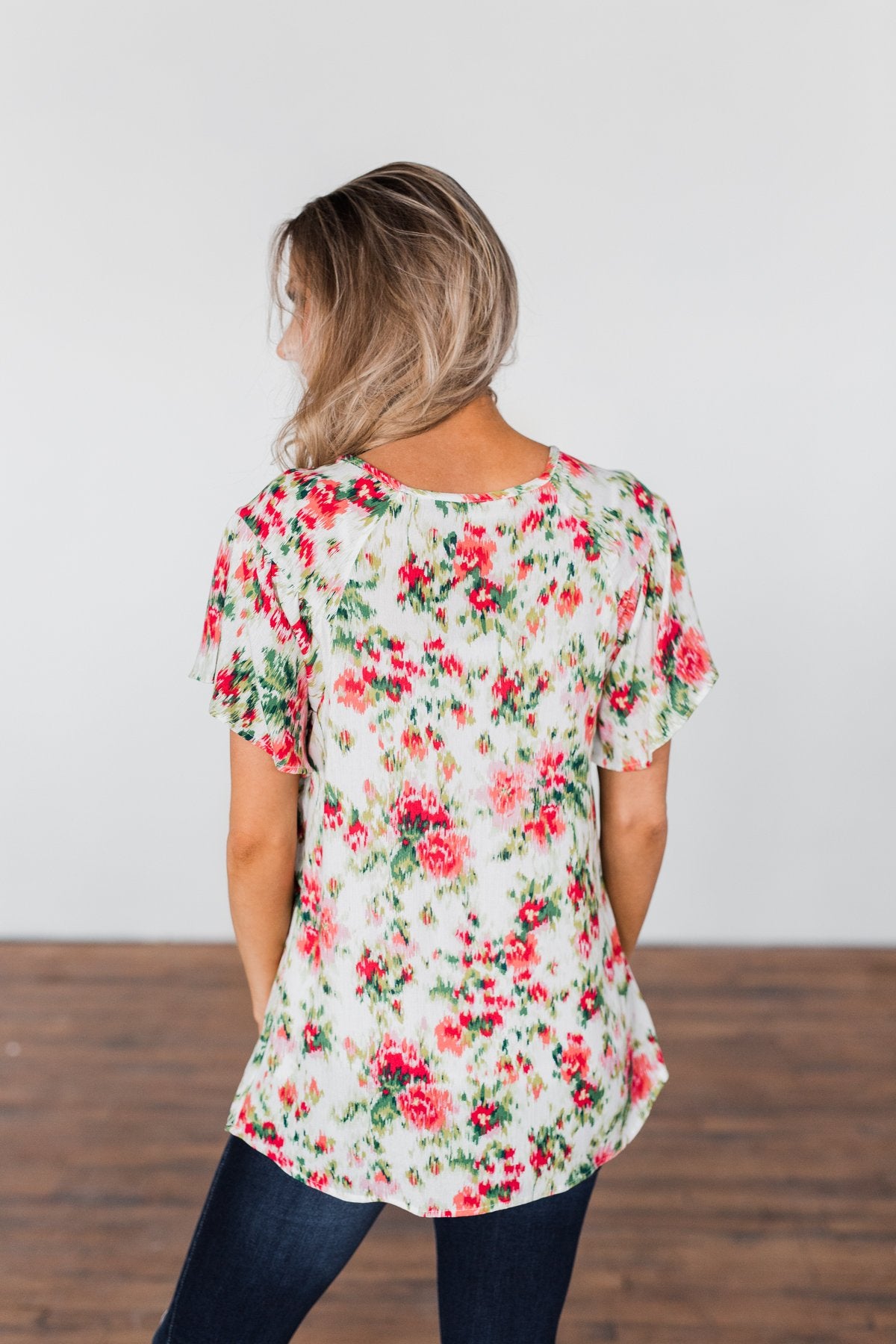 Just Dreaming Floral Top- Ivory