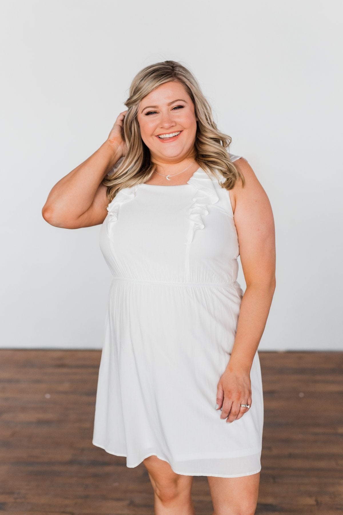Fly Away Sleeveless Ruffle Dress- Ivory