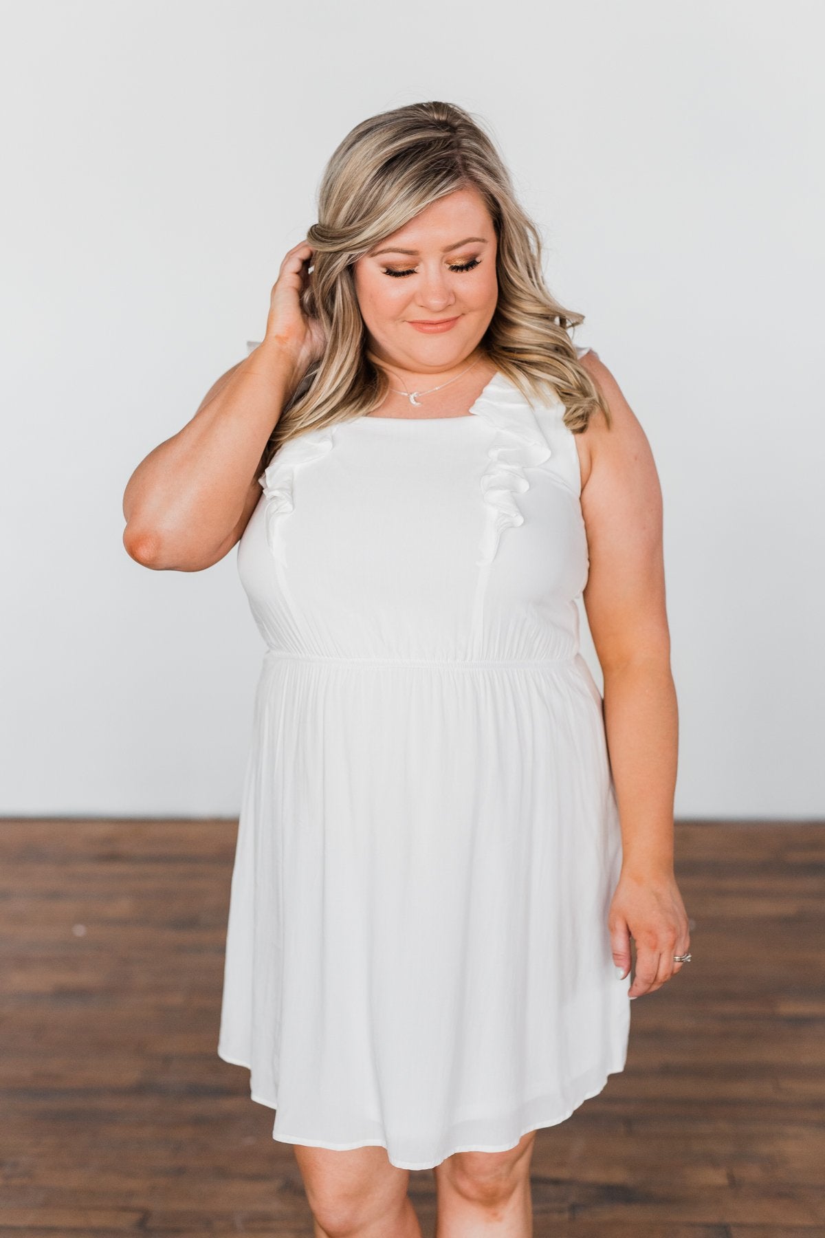 Fly Away Sleeveless Ruffle Dress- Ivory