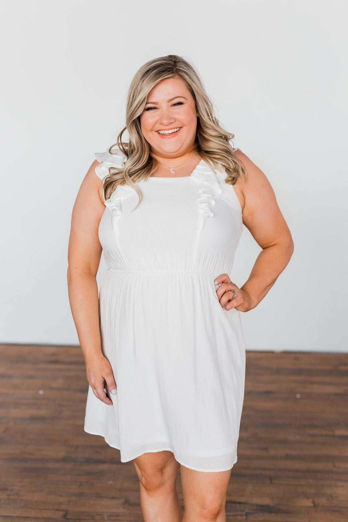 Fly Away Sleeveless Ruffle Dress- Ivory
