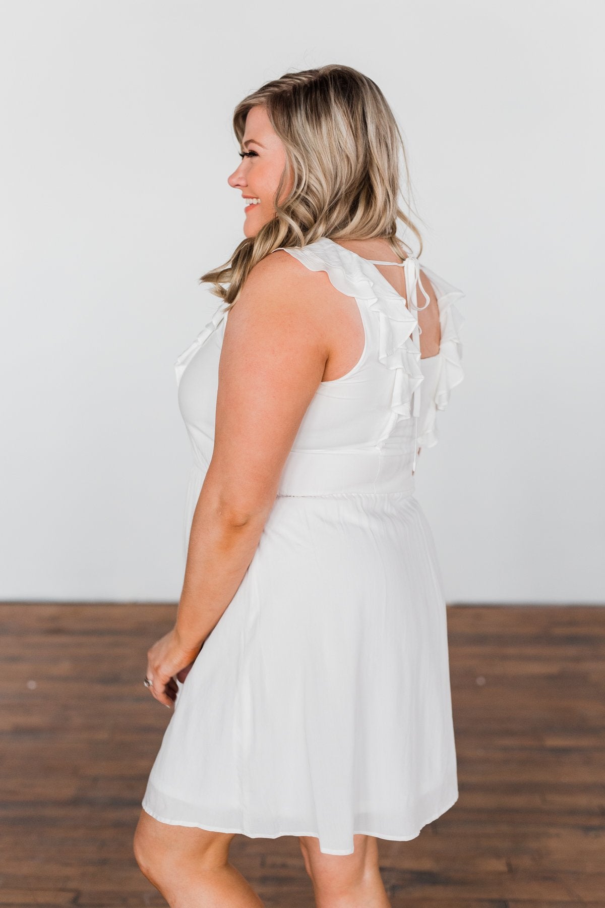Fly Away Sleeveless Ruffle Dress- Ivory