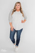 Million Reasons To Love Striped Sleeve Top- Heather Grey