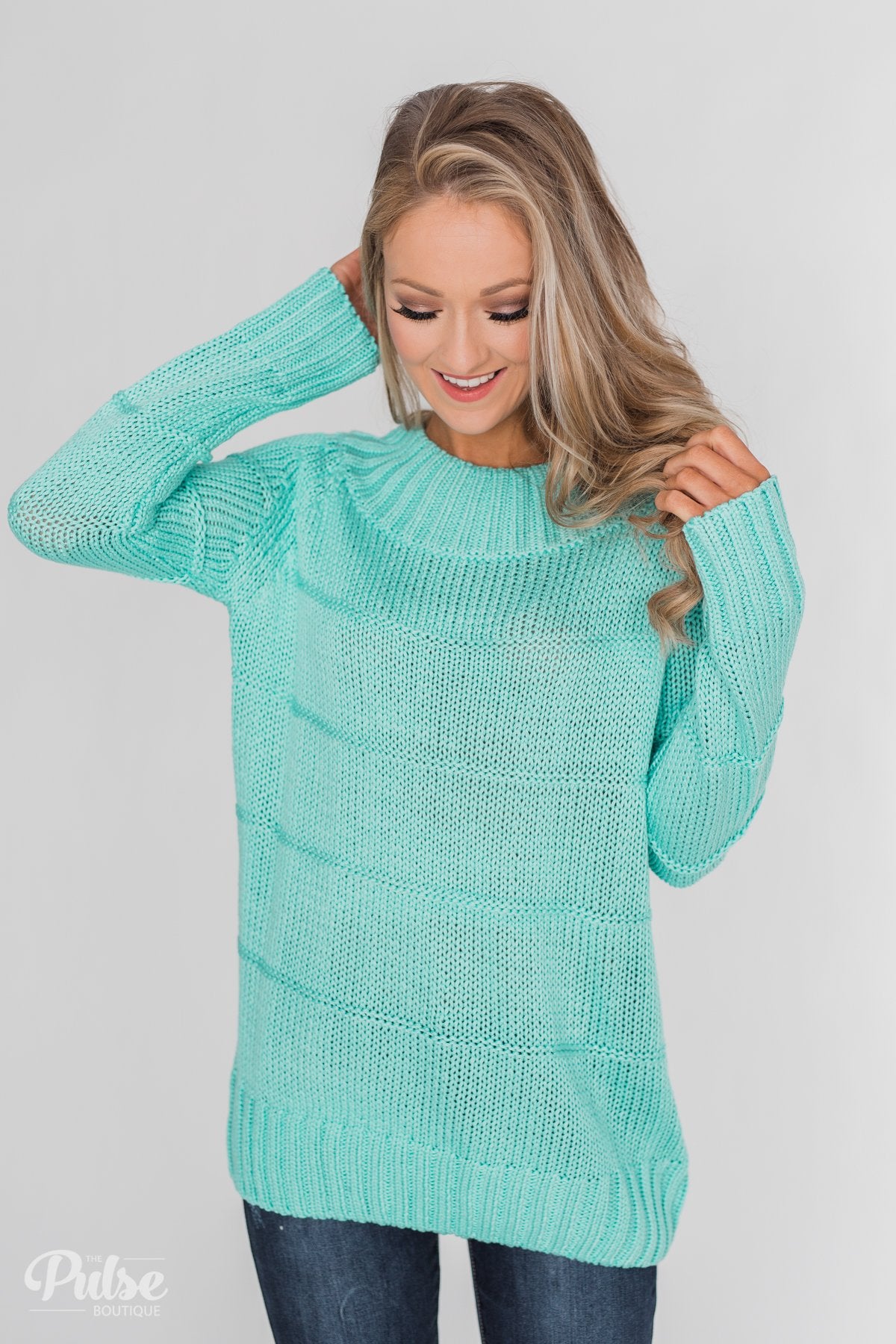 Cuddle Me Close Knitted Sweater- Light Blue