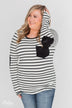 Forever Mine Heart Elbow Patch Top - Black & Ivory