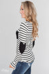 Forever Mine Heart Elbow Patch Top - Black & Ivory