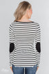 Forever Mine Heart Elbow Patch Top - Black & Ivory
