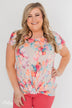 Coral Floral Knot Top- Nude