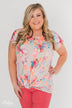 Coral Floral Knot Top- Nude