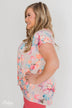 Coral Floral Knot Top- Nude