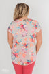 Coral Floral Knot Top- Nude