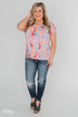 Coral Floral Knot Top- Lilac