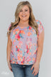 Coral Floral Knot Top- Lilac