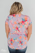 Coral Floral Knot Top- Lilac