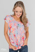Coral Floral Knot Top- Lilac