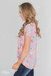 Coral Floral Knot Top- Lilac
