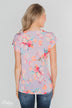 Coral Floral Knot Top- Lilac